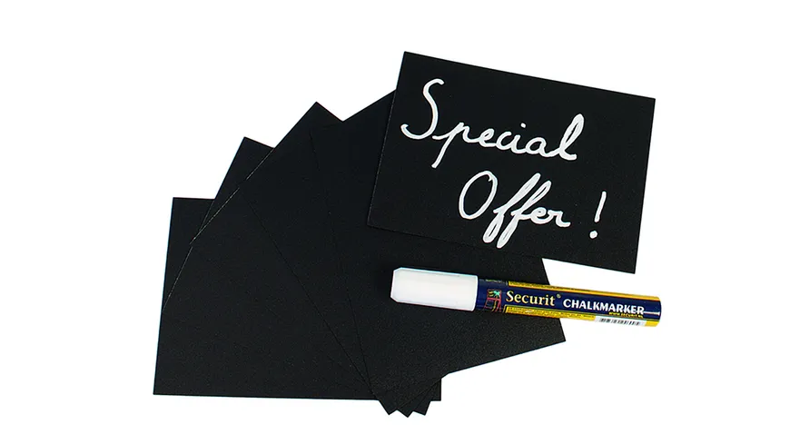 Securit Kreidetafel Tags Set A7 inkl. 1 Stift schwarz