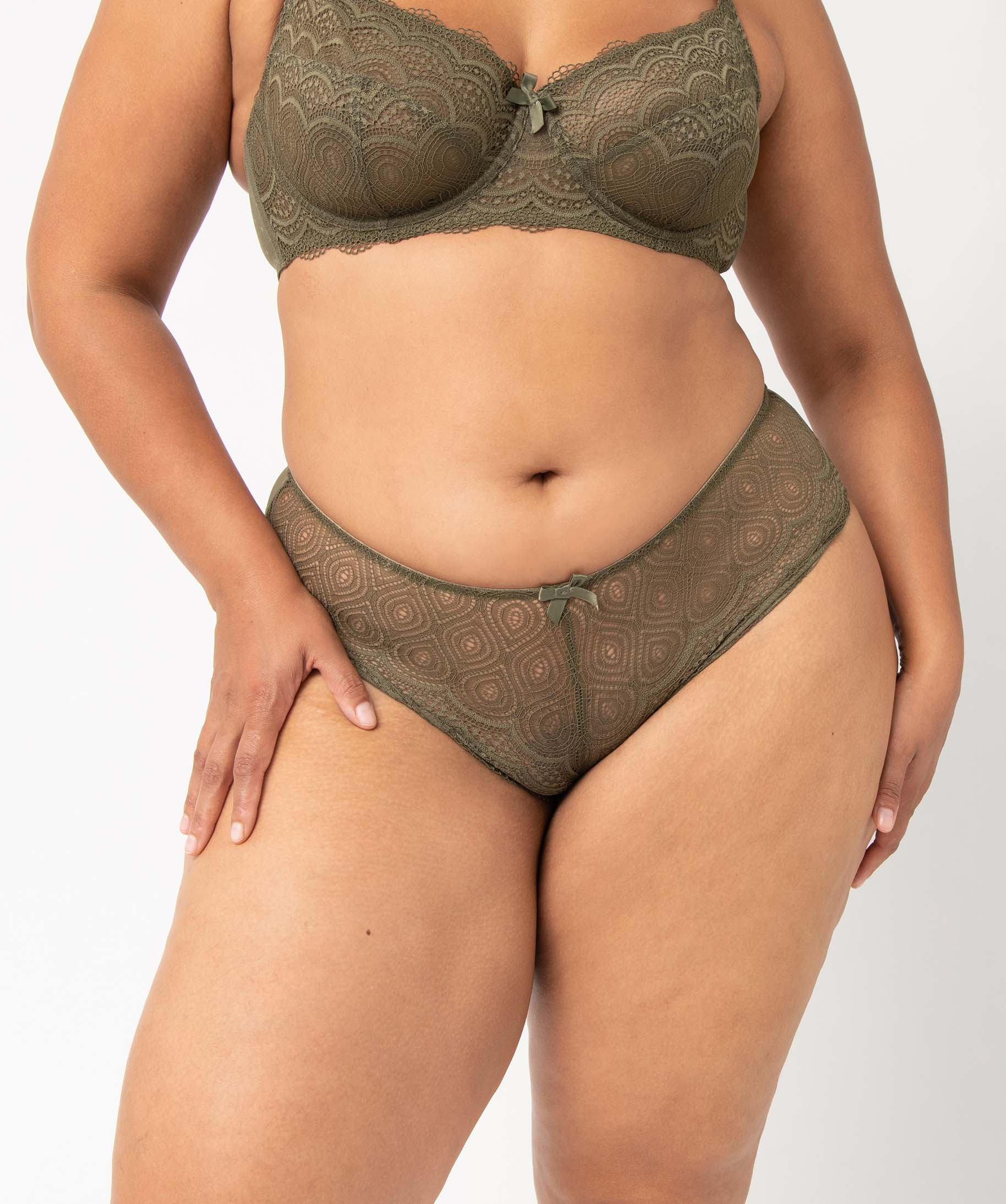 Shorty en dentelle et tulle femme grande taille kaki | GEMO