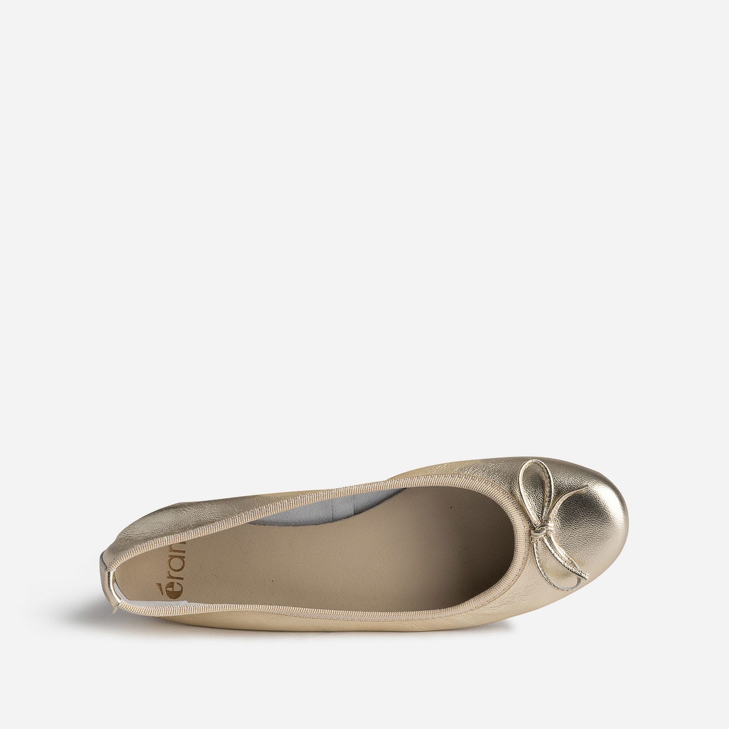 Ballerine dorée en cuir avec nœud