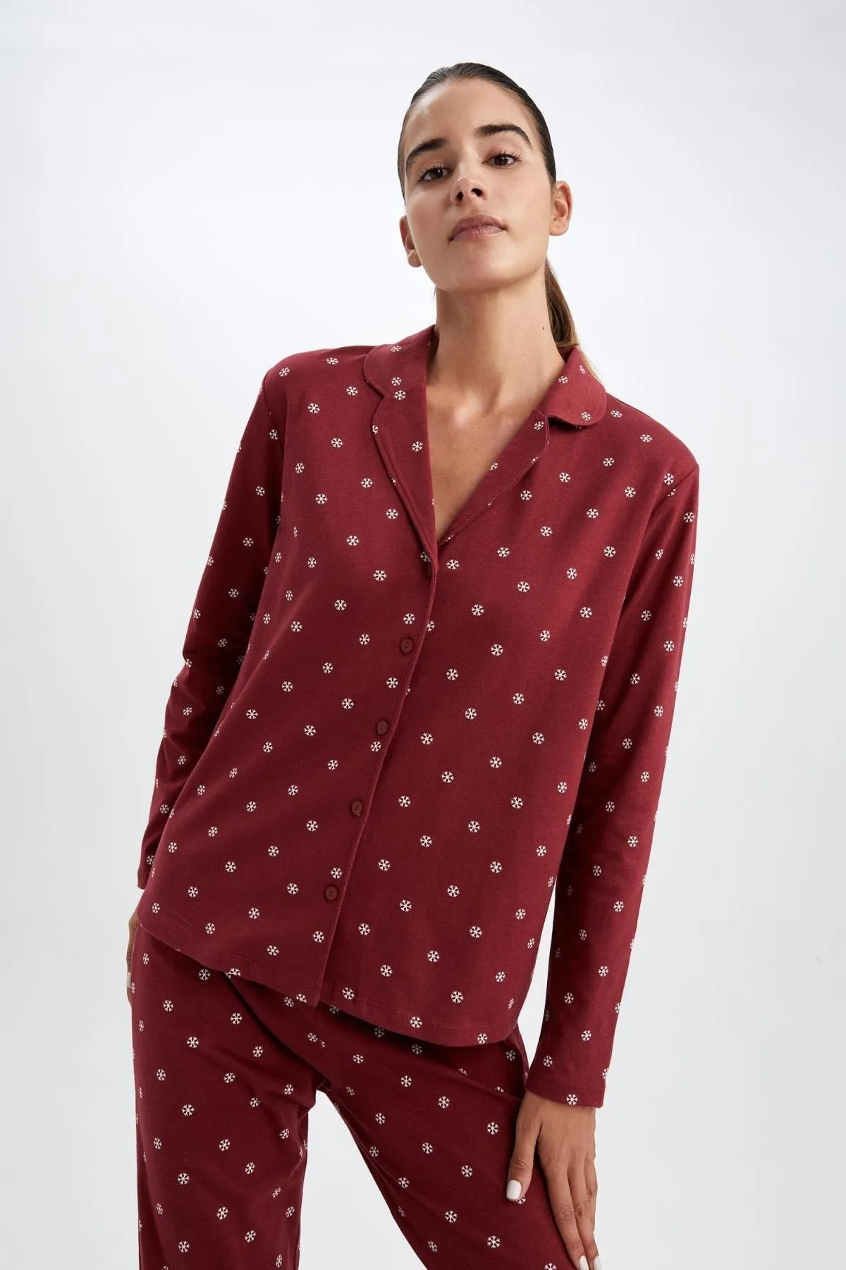 DeFacto  Langarm-Pyjama zum Verlieben im neuen Jahr, Oberteil aus 100 % Baumwolle