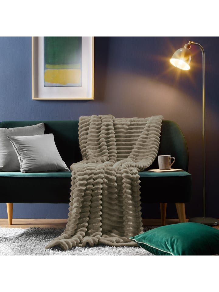 Erwin Müller Fleece, Microfaser Wohndecke 2er-Pack Aosta in taupe günstig kaufen