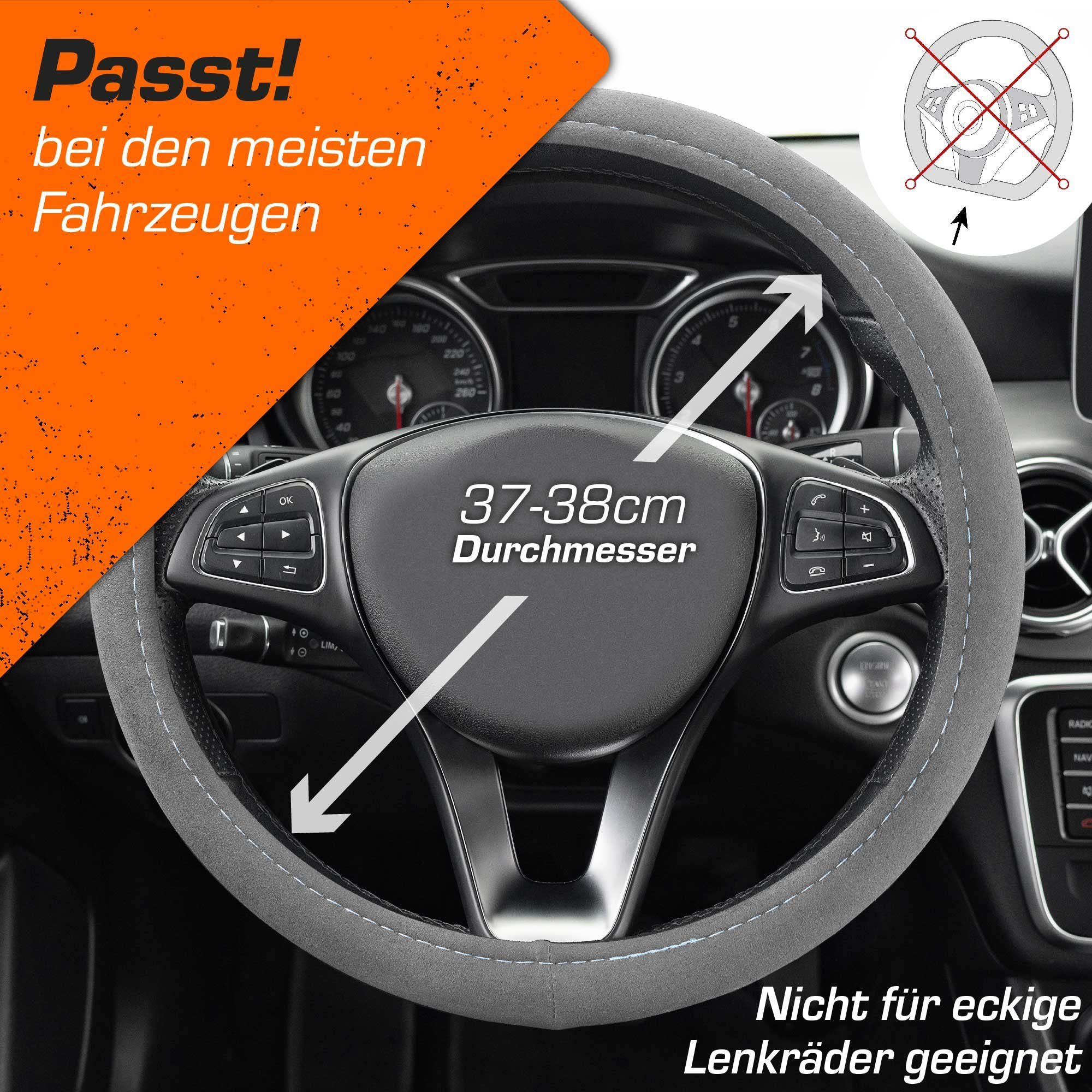 Upgrade4cars Lenkradbezug Alcantara Optik, Ø 37,00 - 39,00 cm, Sportlich-Elegante Wildlederähnliche Struktur