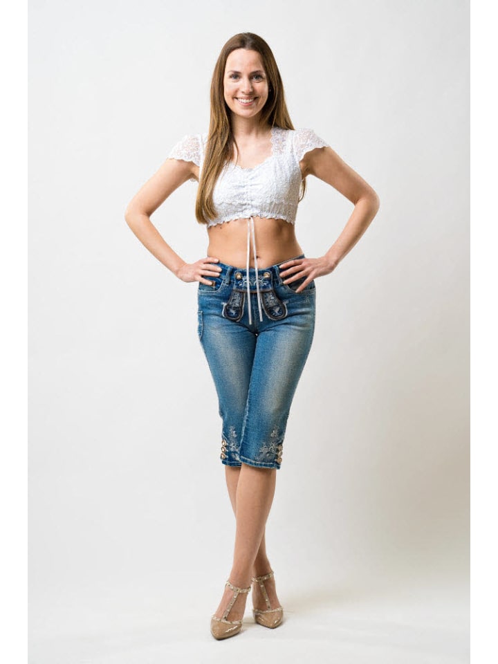 Nübler Dirndlbluse Kurzarm Lisa in Weiß günstig kaufen