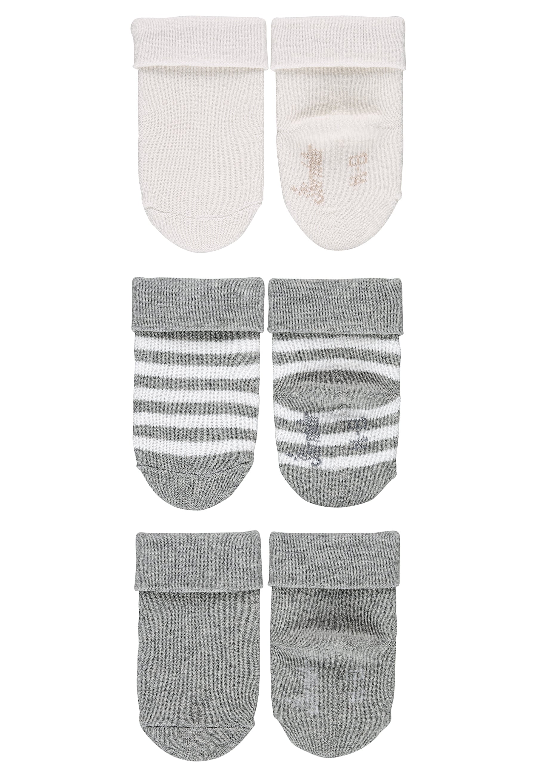 GOTS Babysocken 3er-Pack uni, Ringel und uni