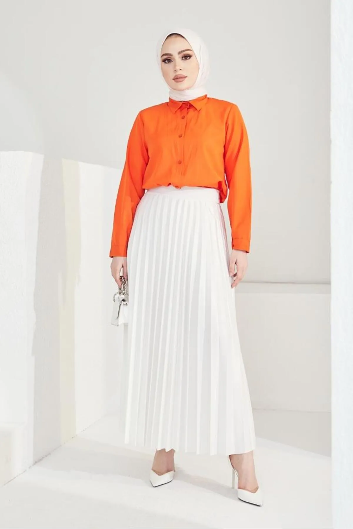 benguen  4538 Faltenrock mit elastischer Taille, Ecru