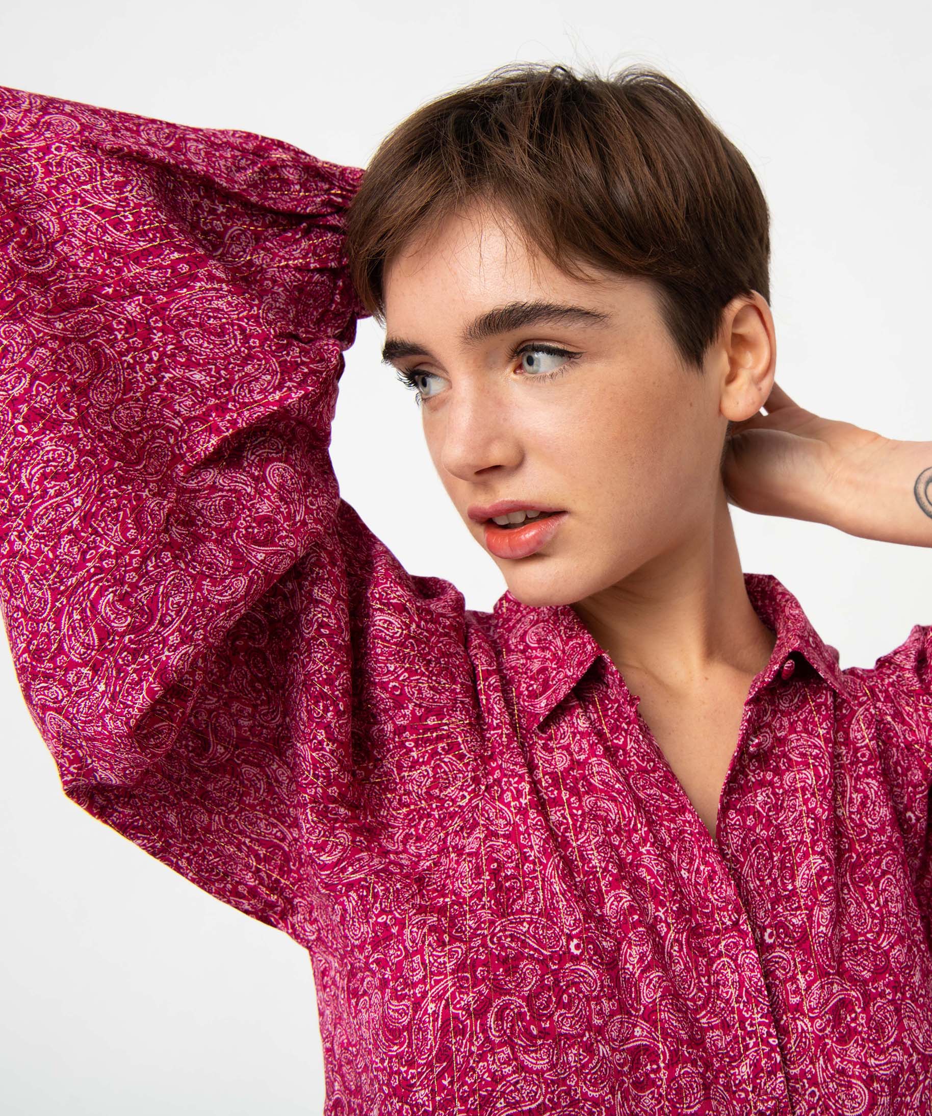 Chemise femme imprimée à manches extra larges imprime | GEMO
