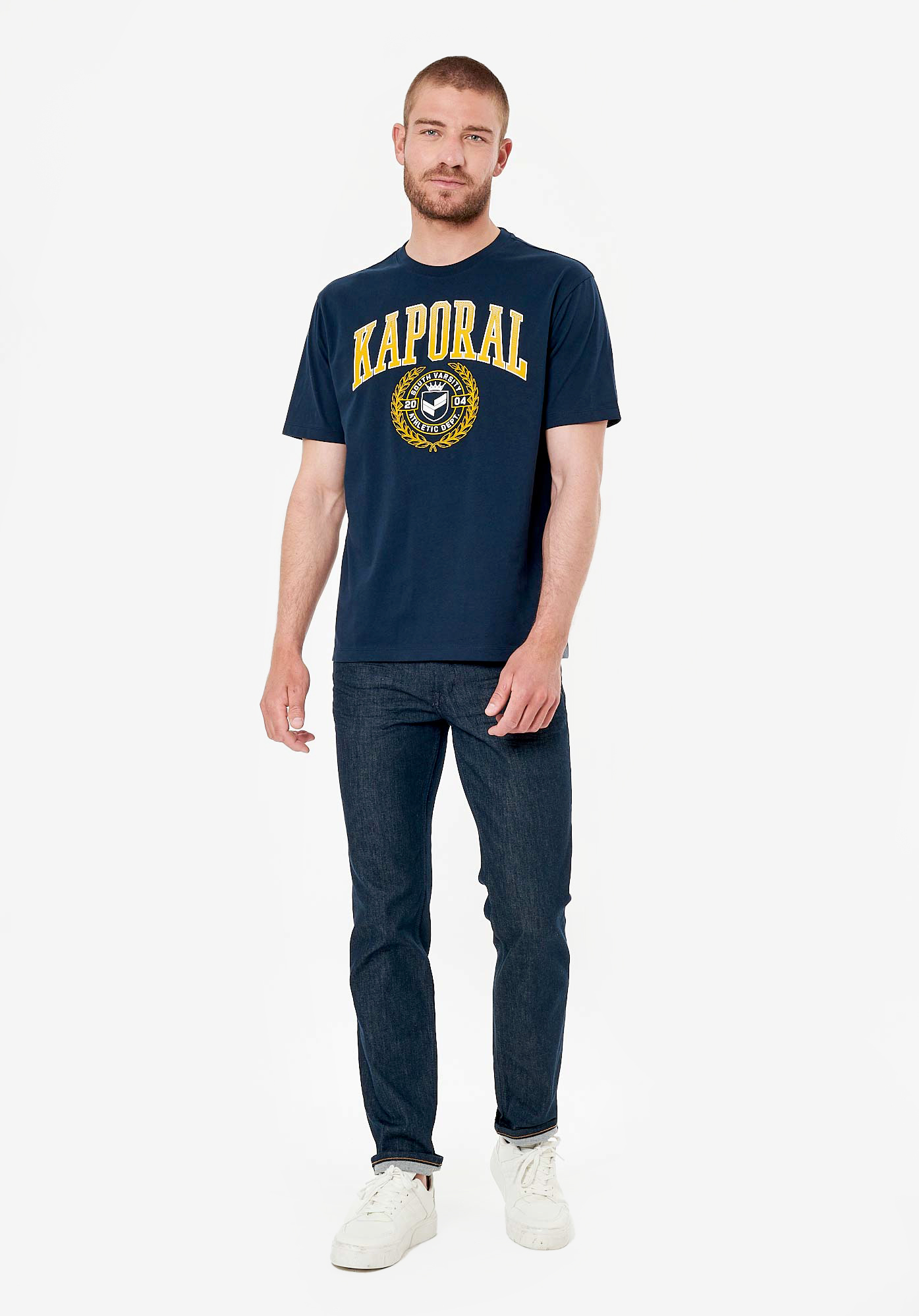 ROBIN  T-shirt bleu marine homme 100% coton