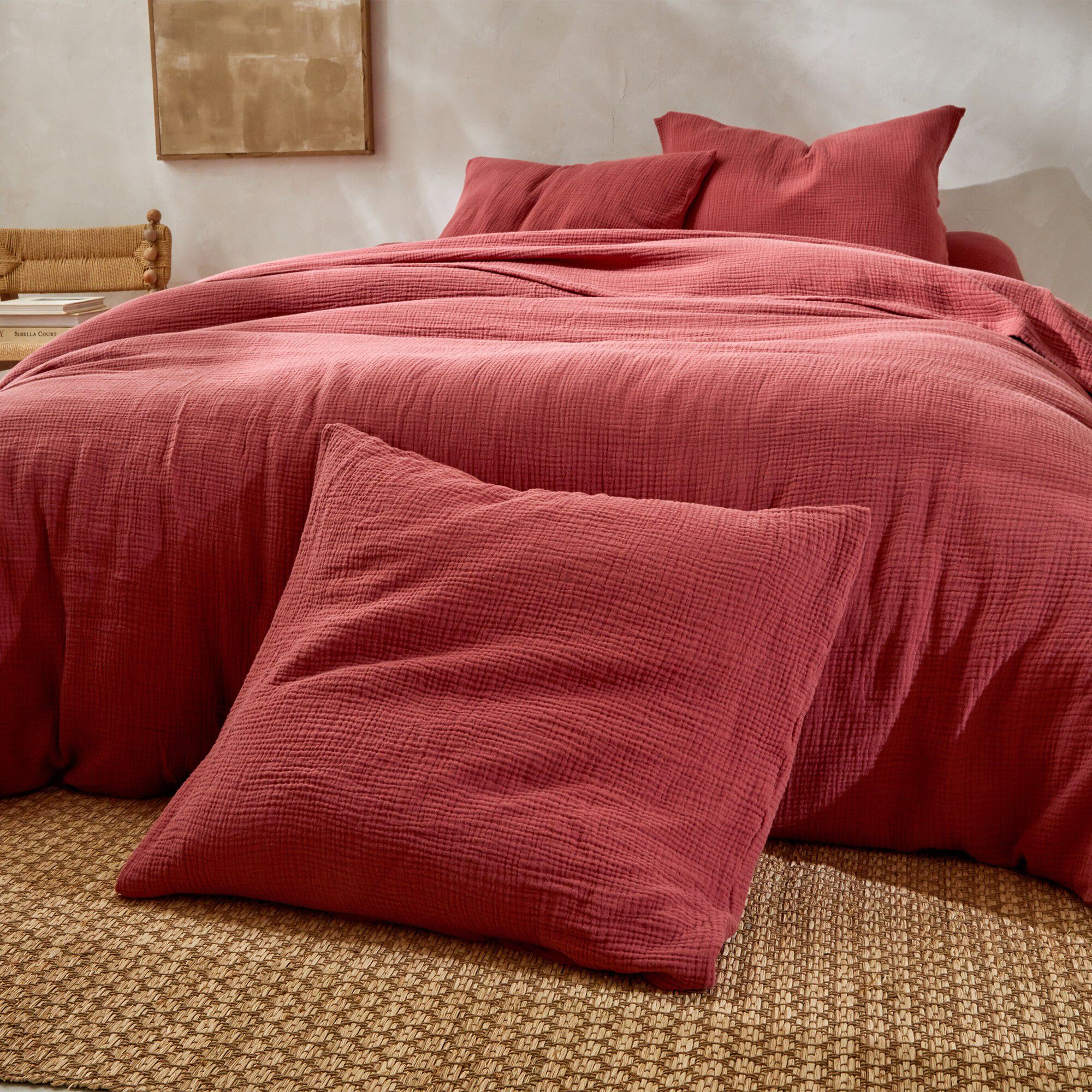 Linge de lit uni en triple gaze de coton