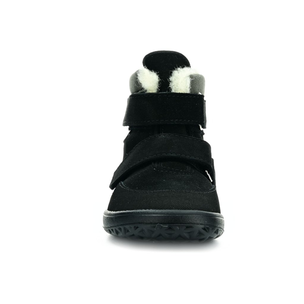 Jonap Jerry Winter mit Wolle gefütterte schwarze Winterbarfußschuhe