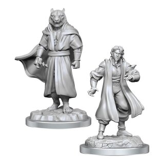 Critical Role Unpainted Miniatures: Male Human Sorcerer Merchant & Tiger Demon (2)