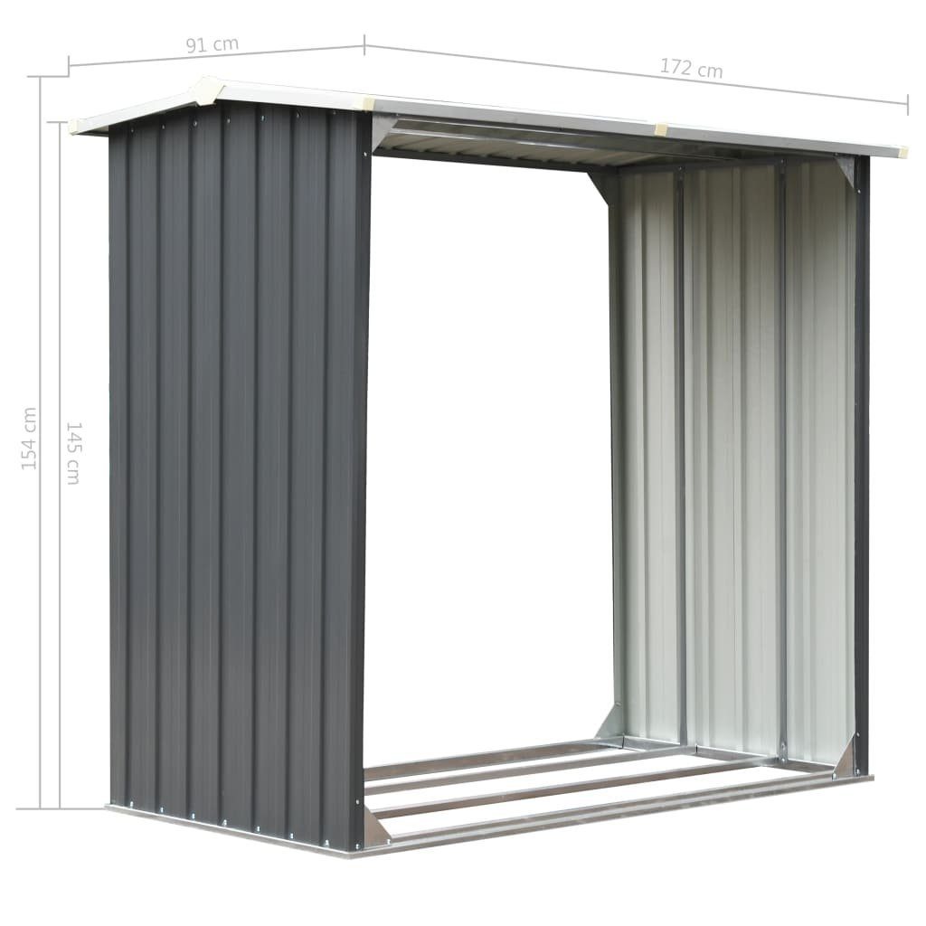 vidaXL Kaminholzregal Brennholzlager Verzinkter Stahl 172 x 91 x 154 cm Grau, BxTxH:172x91x91 cm
