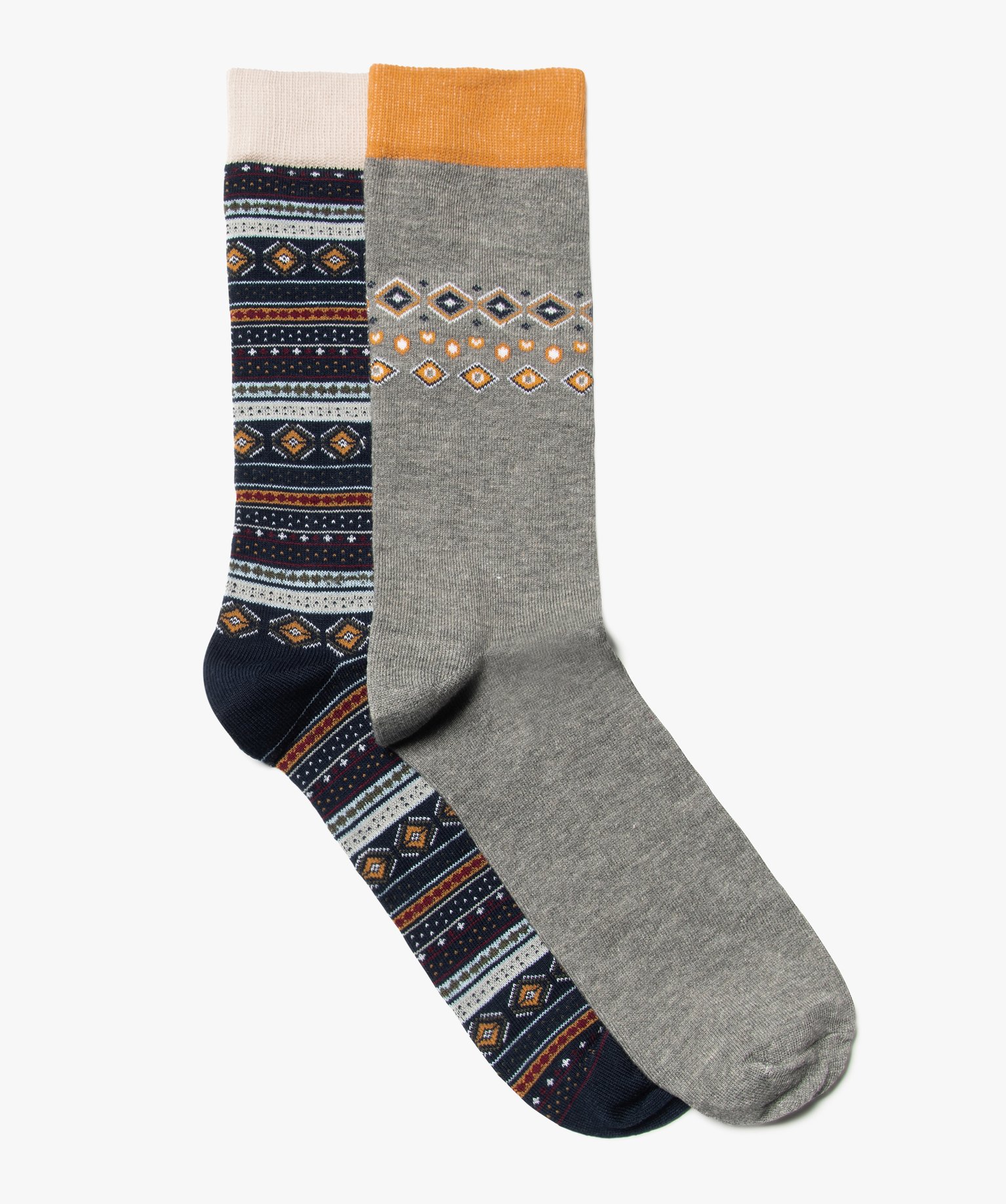 Chaussettes homme à motif jacquard (lot de 2) multicolore | GEMO
