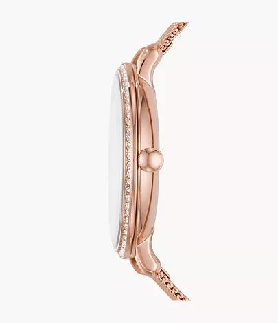 Fossil Damenuhr Jacqueline 3-Zeiger/Datum Edelstahl Roségold