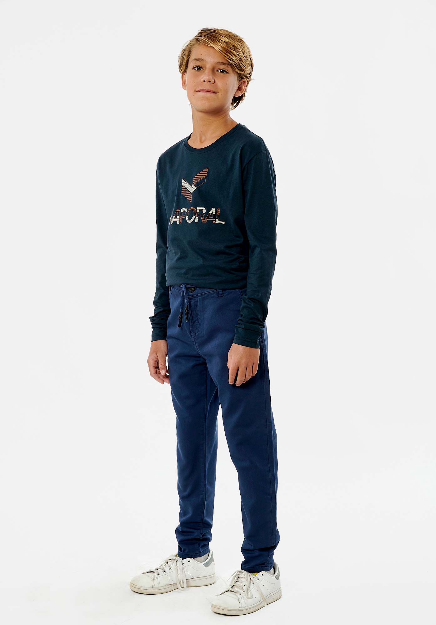TIWIX  Pantalon relaxed cropped bleu garçon