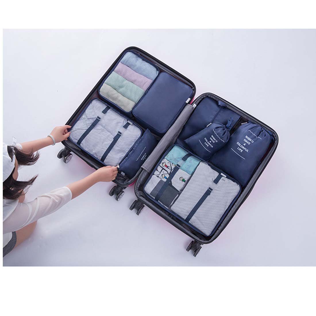 YANN Aufbewahrungstasche Siebenteiliges Reise-Aufbewahrungstaschen-Set, (Reisetasche für Kleidung, Schuhe und Gepäck, 7-tlg), separate Aufbewahrungstasche für Toilettenartikel und Kosmetika