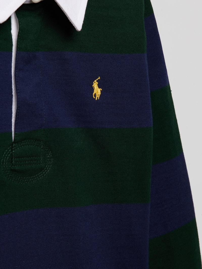 Poloshirt mit Blockstreifen in marineblau