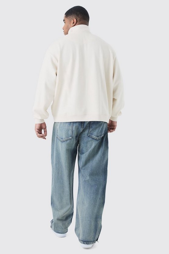 Plus kastiges Oversize Sweatshirt mit 1/4 Reißverschluss