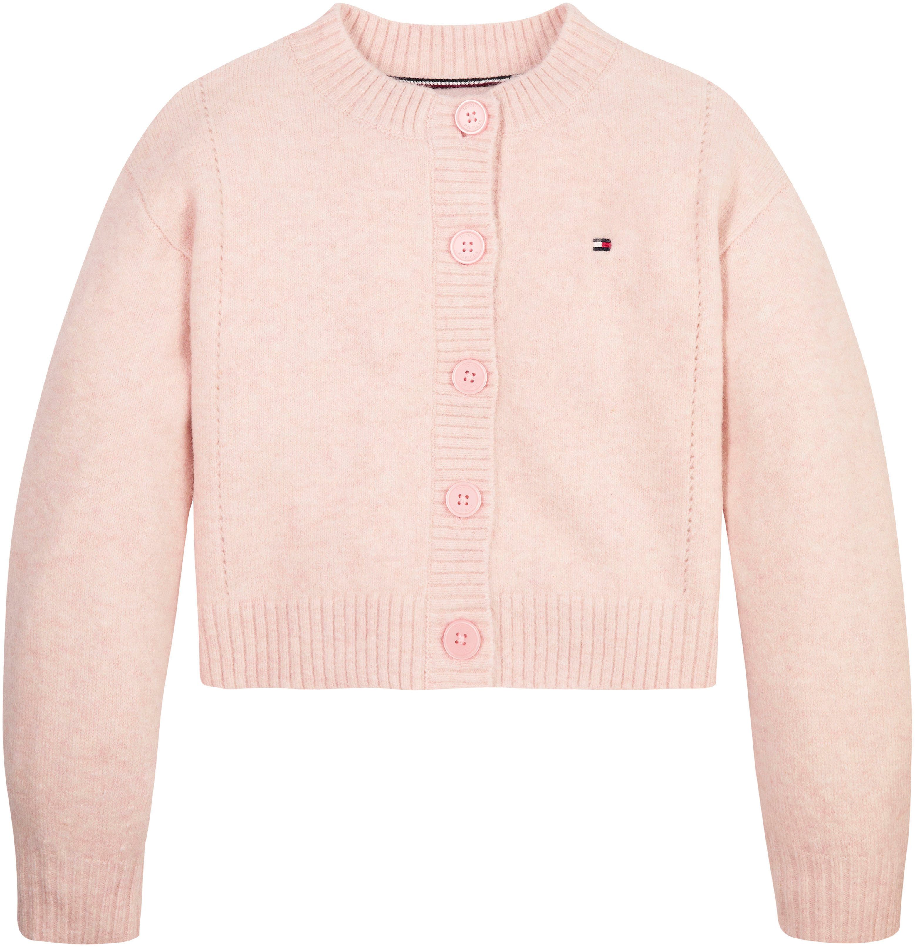 Tommy Hilfiger Strickjacke TOMMY POINTELLE CARDIGAN mit Tommy Hilfiger Logo-Flag
