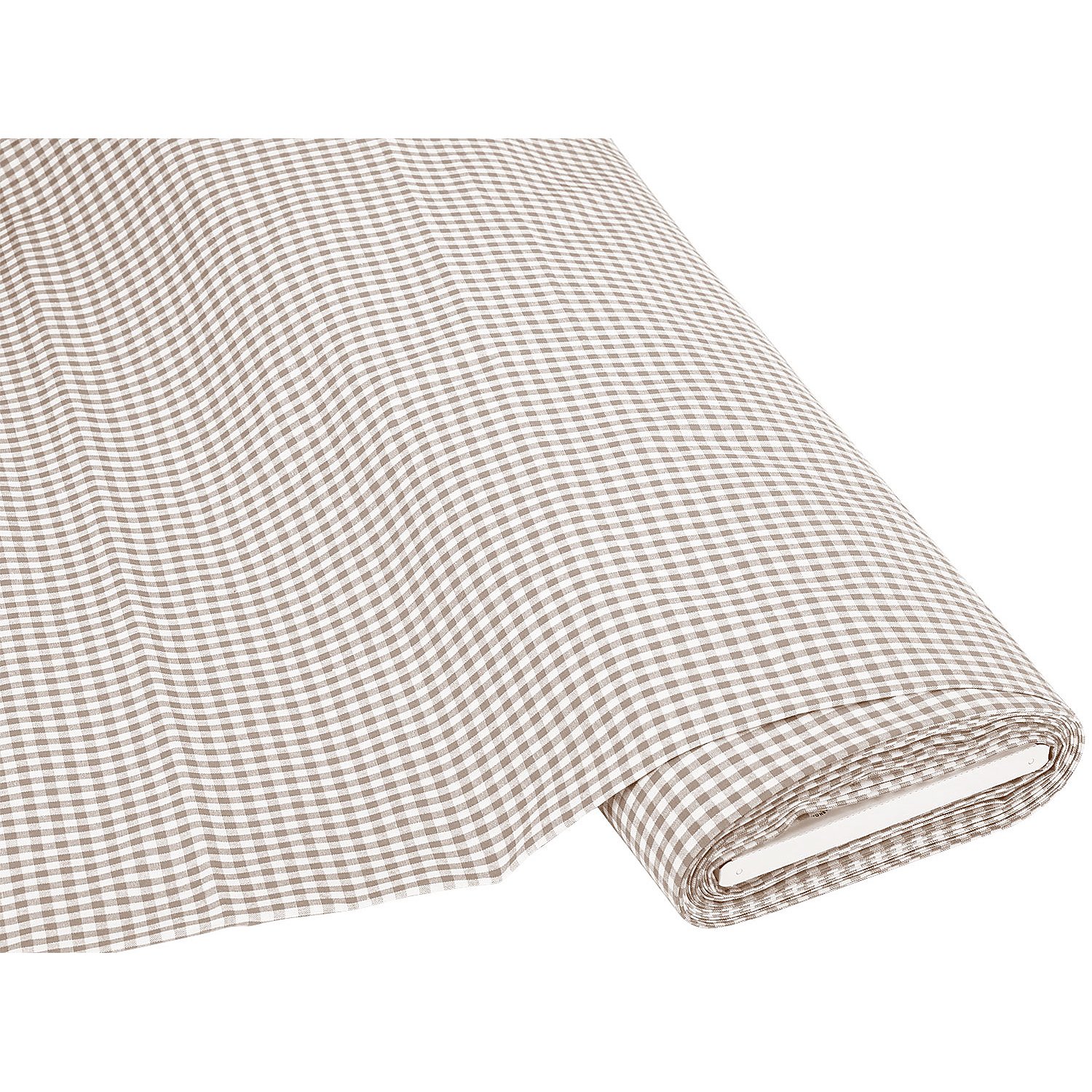 Buntgewebtes Vichykaro 5 x 5 mm, taupe/weiß