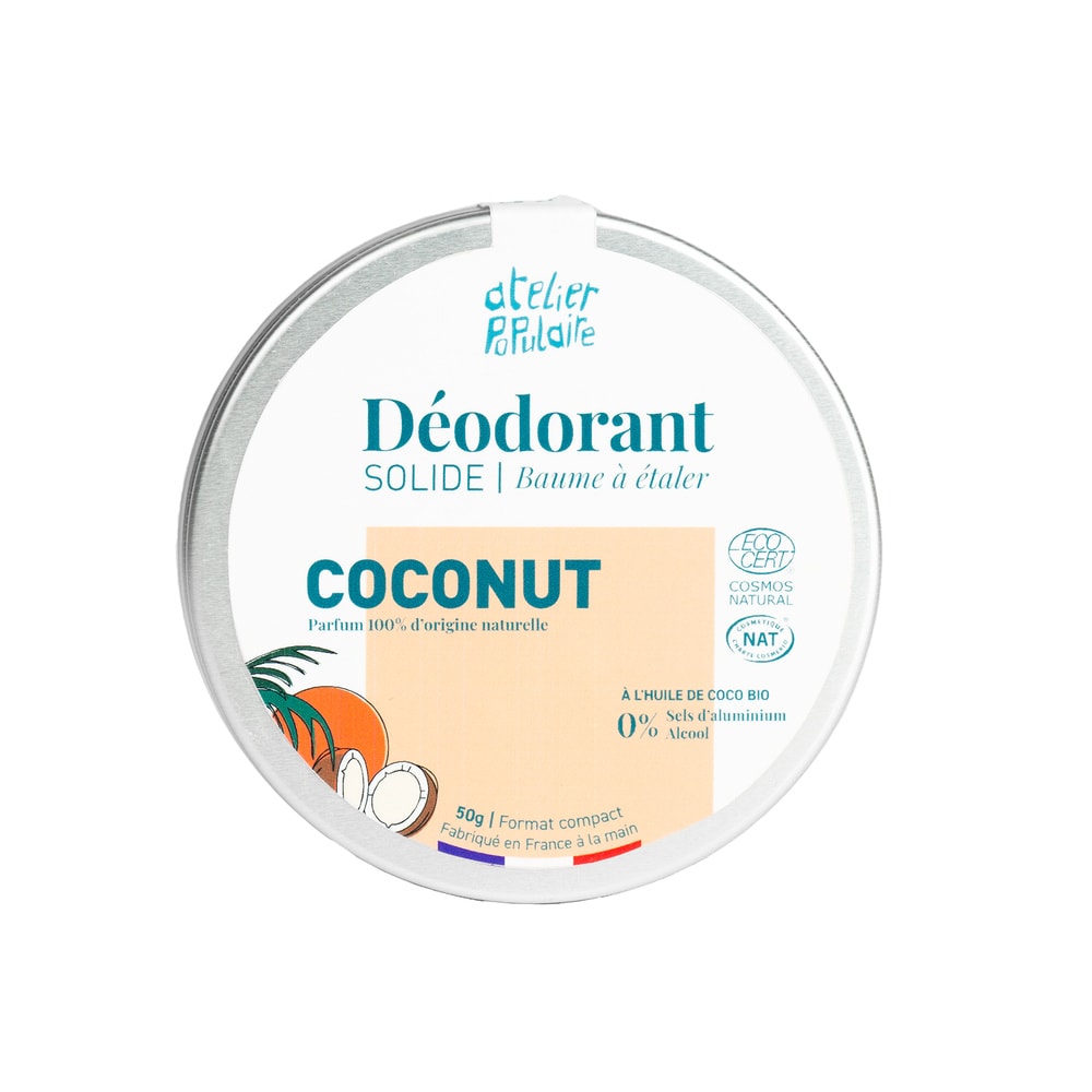 atelier populaire Déodorant solide certifié bio | Coconut| 50g Déodorant