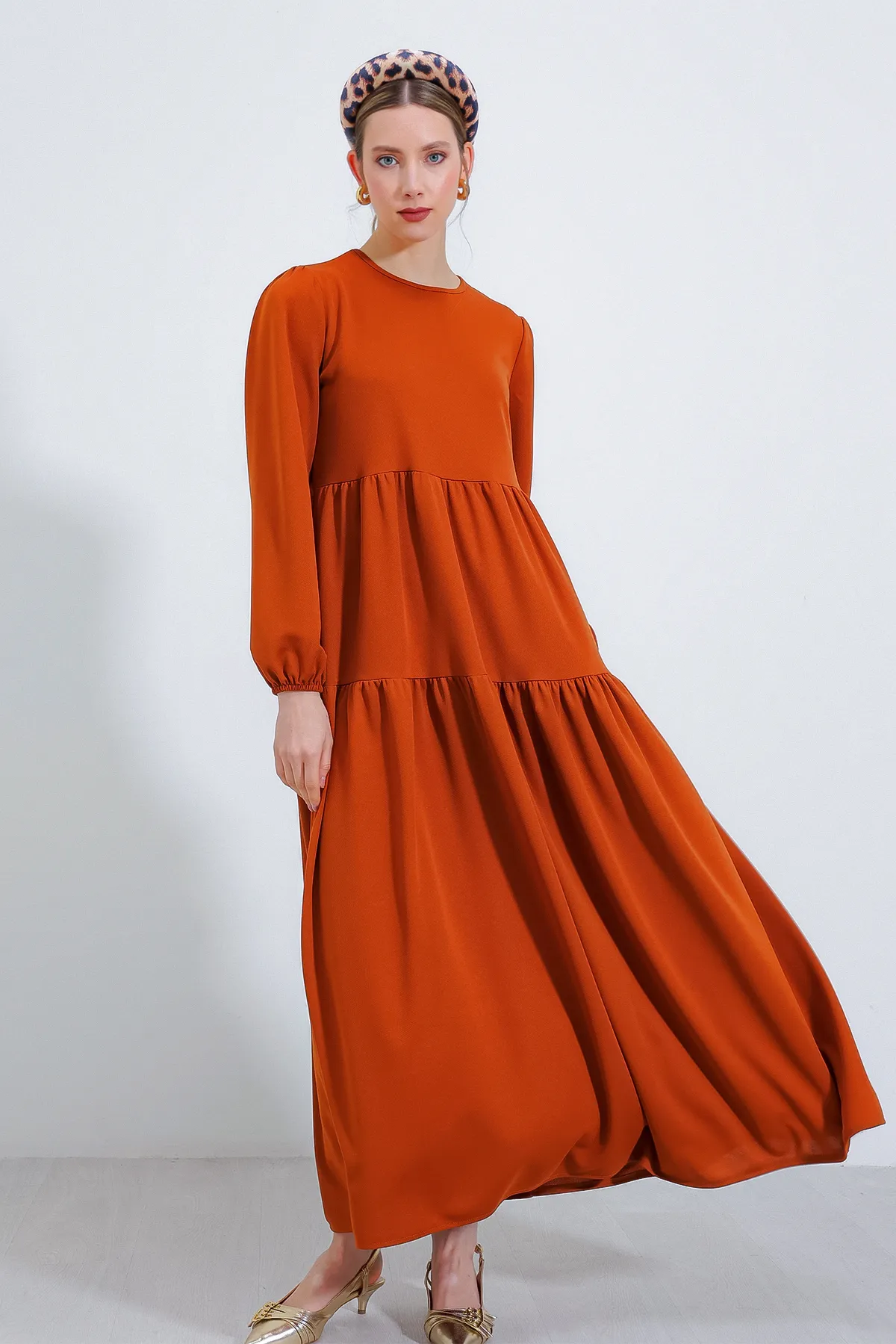 Bigdart  Hellbraunes langes gestricktes Hijab-Kleid für Damen 2482