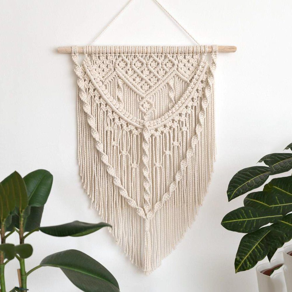 Wandteppich Makramee Wandbehang, Blusmart, Höhe: 700 mm, handgefertigt, Boho Wanddeko 50*70cm
