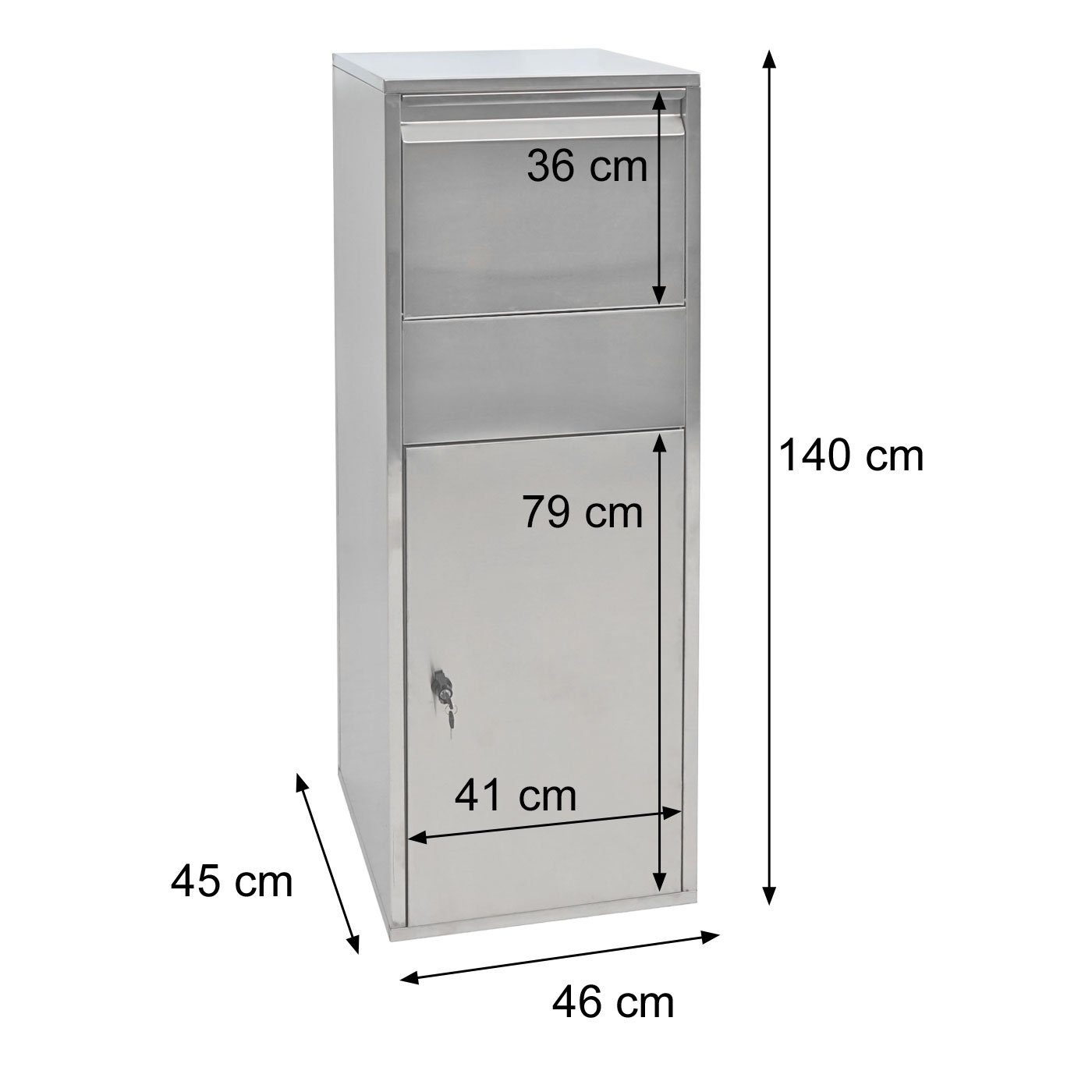MCW Standbriefkasten MCW-G80-P (1-St), Am Boden fixierbar, Leichte Paketentnahme, Gewicht (ca): 24 kg