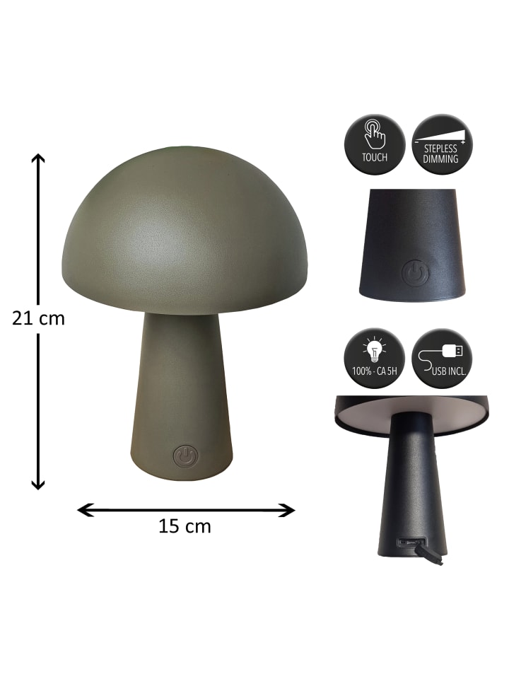 Coen Bakker LED Pilz Tischlampe dimmbar Touch Farbwechsler IP44 Innen Außen 15x21cm Taupe günstig kaufen onesize