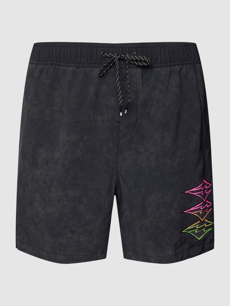 Badehose mit Allover-Muster Modell 'RIOT' in schwarz