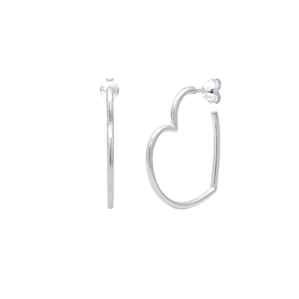Elli Elli Boucles d'Oreilles Femmes Créoles Cœur Filigrane en Argent Sterling 925 Boucles d'oreilles