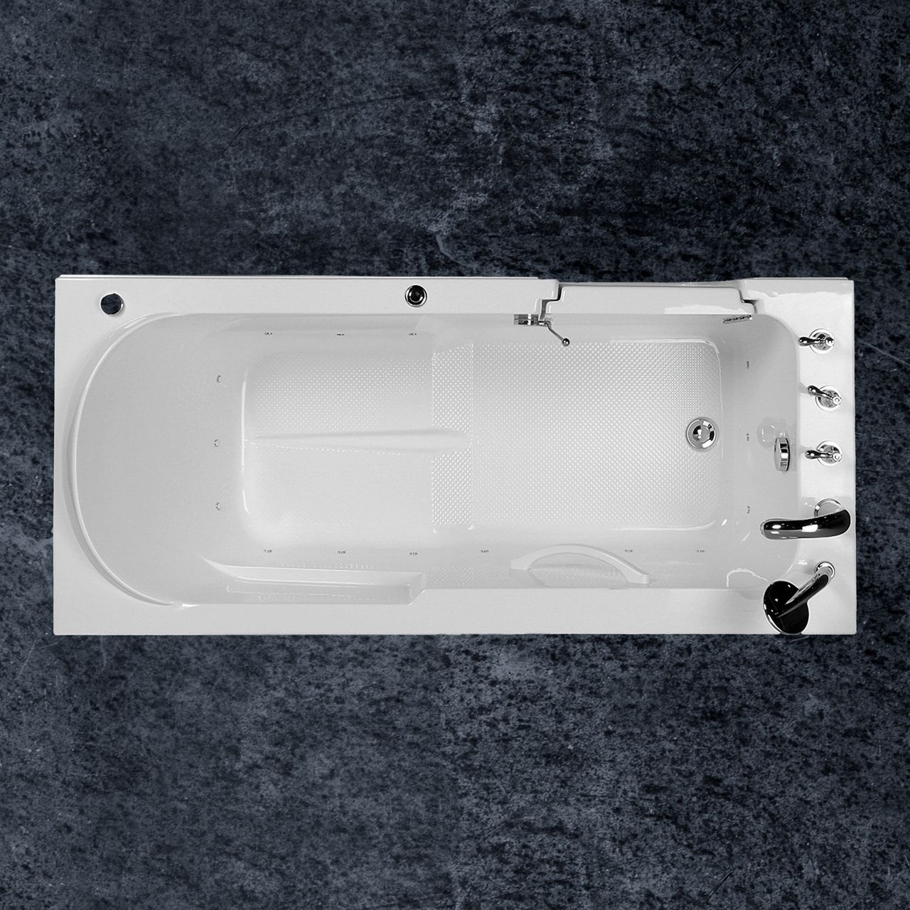 PureHaven Seniorenbadewanne 150x75 cm Sitz- und Whirlpool mit Massagedüsen integrierte Tür für leichten Einstieg pflegeleichte Oberfläche