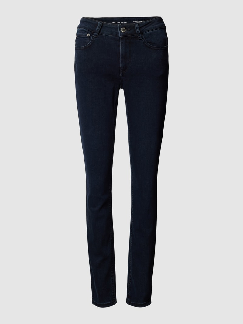 Slim Fit Jeans mit Viskose-Anteil und Label-Details in dunkelblau