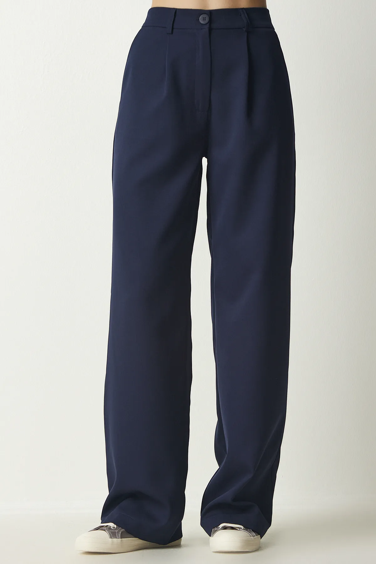 Happiness İstanbul  Marineblaue plissierte Webhose für Damen UB00188