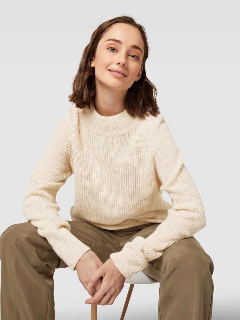 Strickpullover mit Rundhalsausschnitt in sand