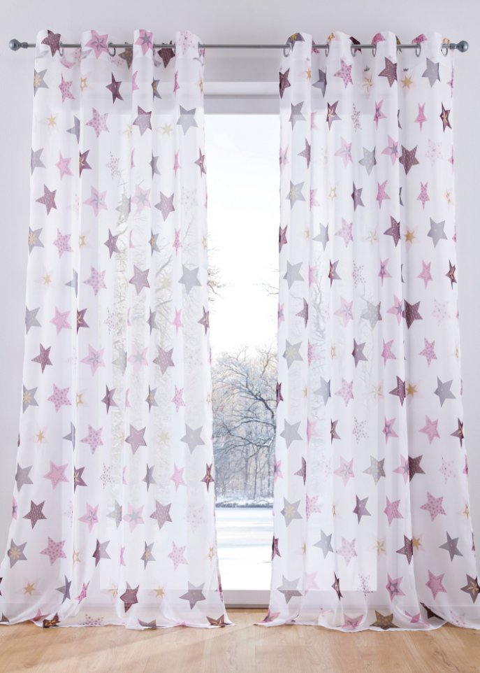 Gardine mit Sterne Druck (1er Pack)