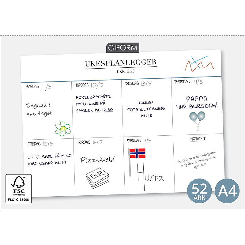 Giform Ukesplanlegger A4