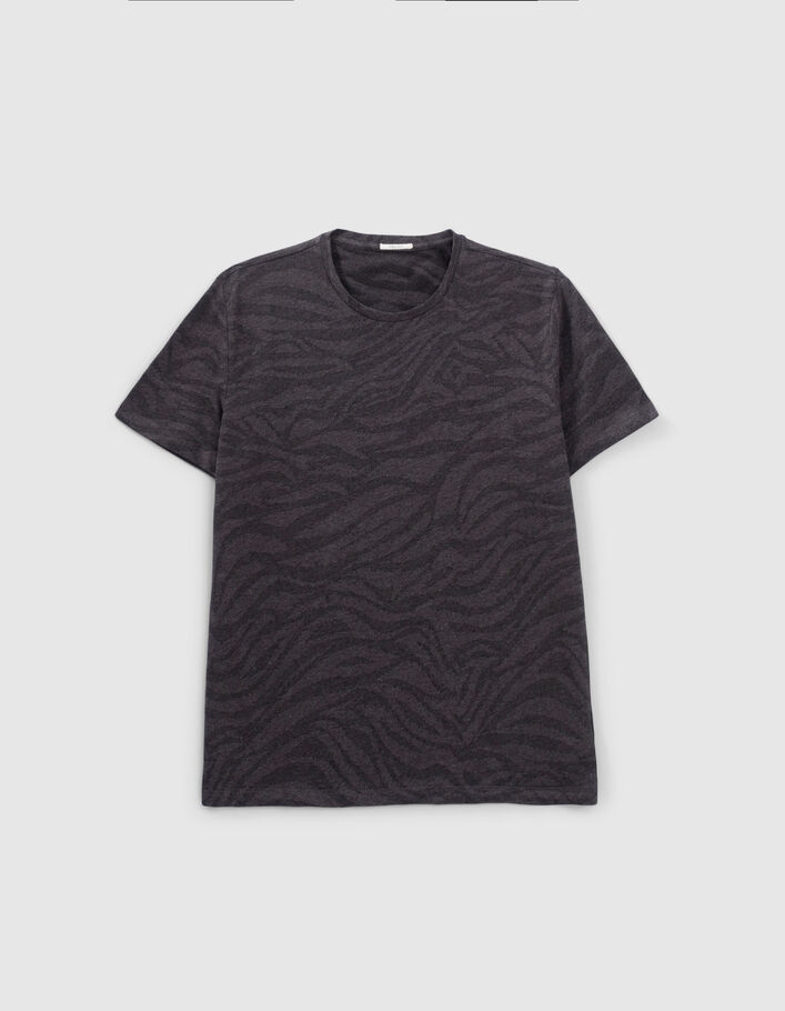 T-shirt gris jacquard motif zébré Homme