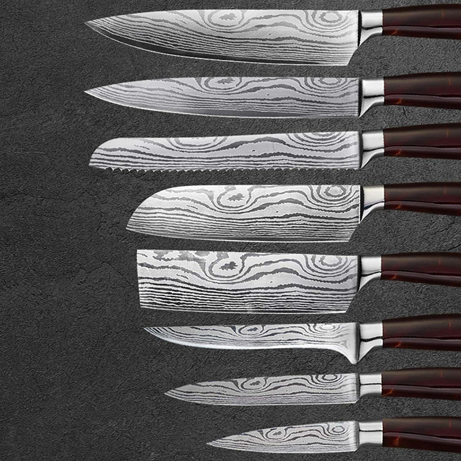 KEENZO Messer-Set 8-Teiliges Küchenmesserset Profi Kochmesser mit scharfer Klinge (8-tlg)