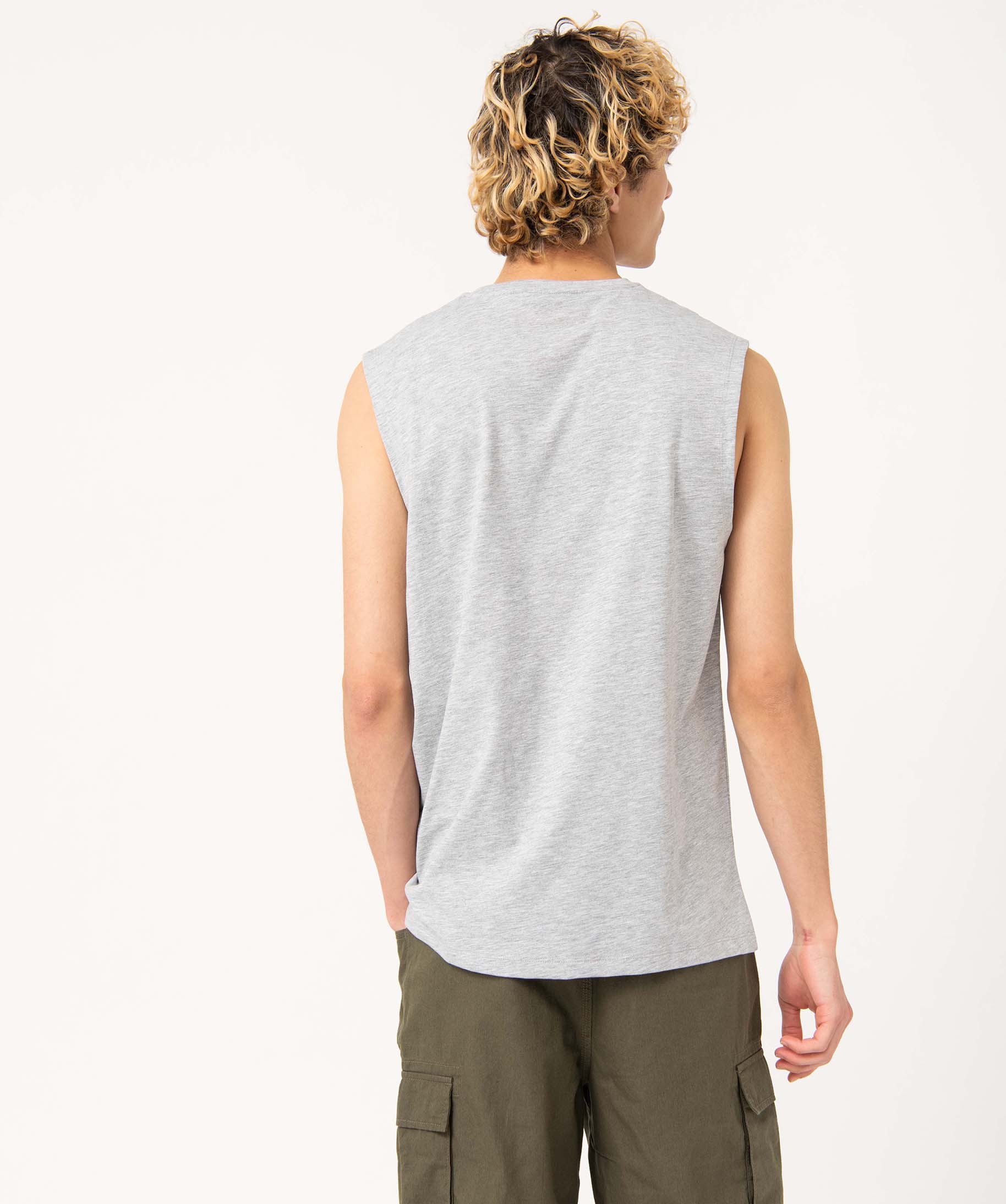 Tee-shirt homme sans manches imprimé - Rambo gris clair | GEMO
