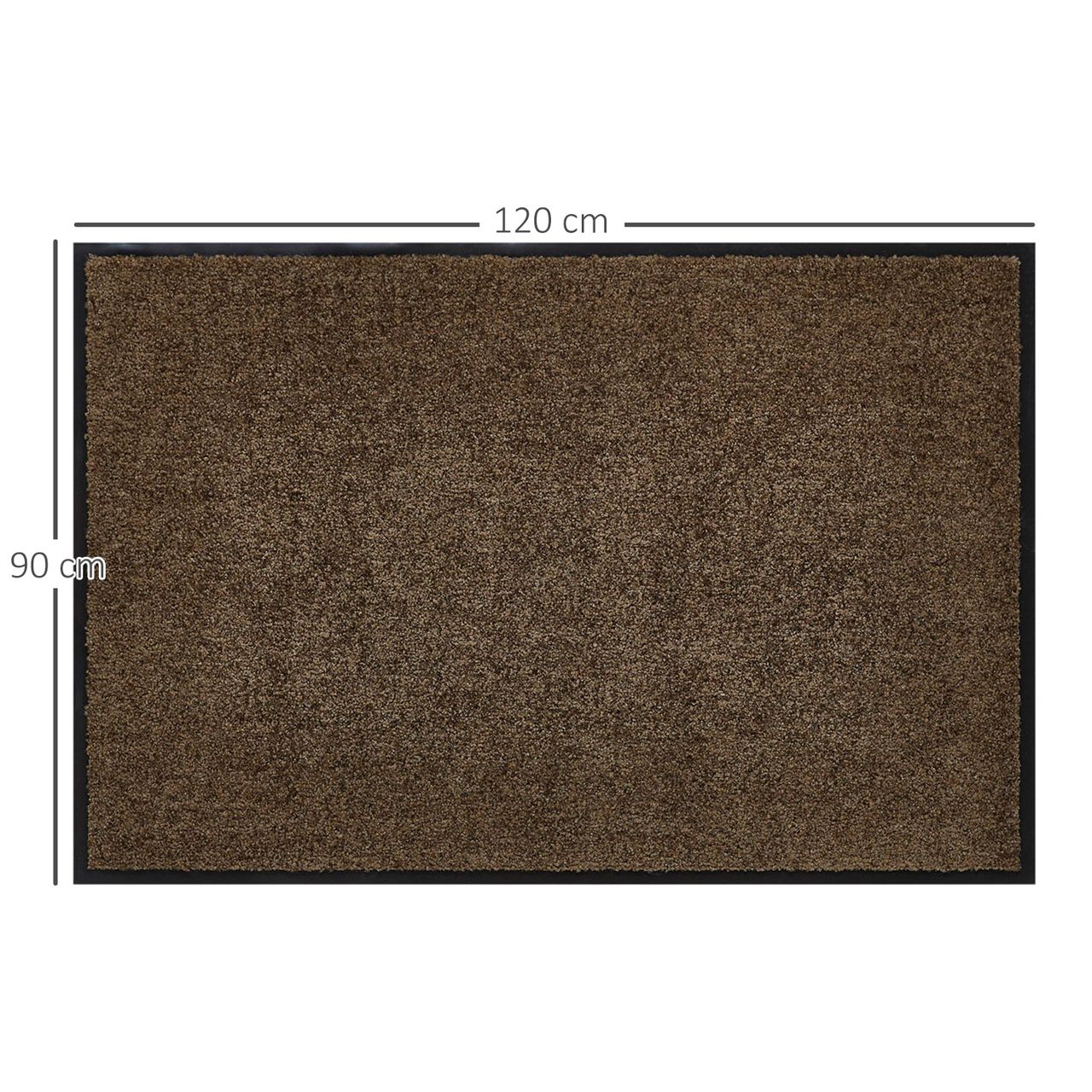 HOMCOM Fußmatte waschbar Gummiumrandung rutschfest Braun 120 x 90 x 0,7 cm