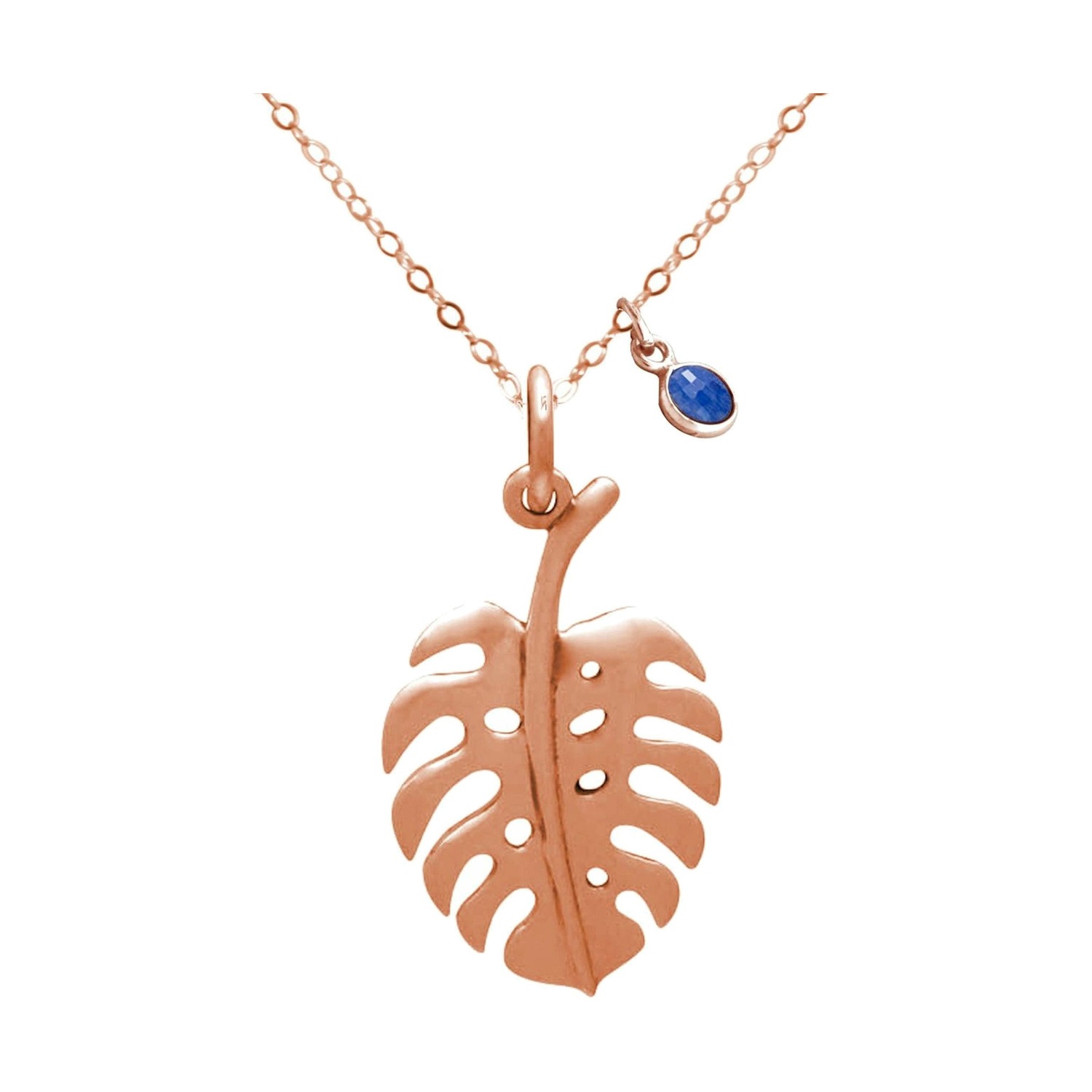 Kette mit Anhänger 'Tropisches Blatt SAPHIR'
