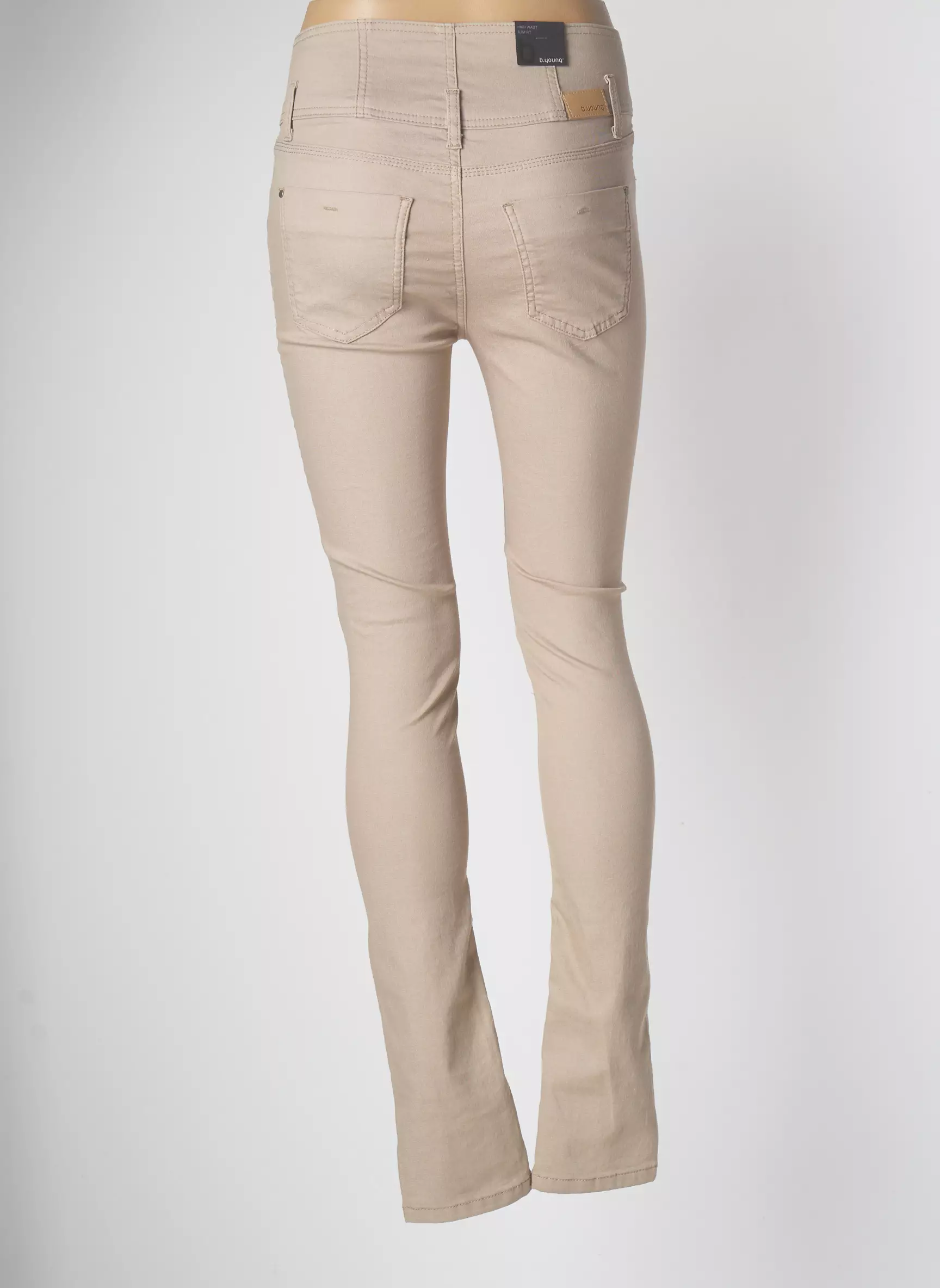 B Young Pantalons Slim Femme couleur beige