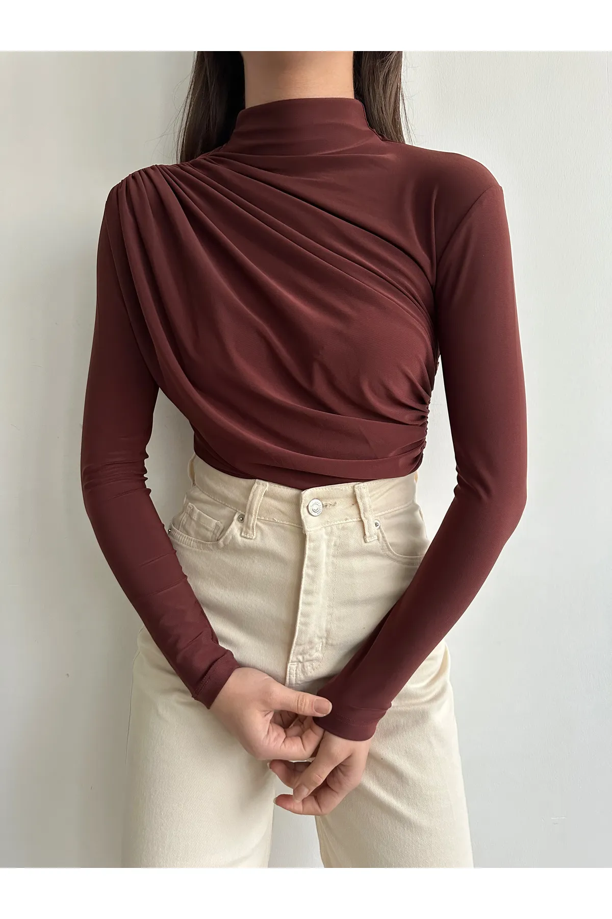BEJNA  Bluse - Braun - Regular Fit