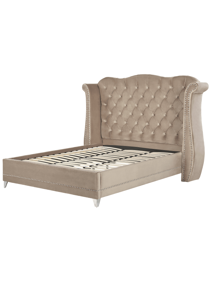 Beliani Doppelbett AYETTE in Beige - (W) 225 x (H) 154 x (L) 215 cm günstig kaufen onesize