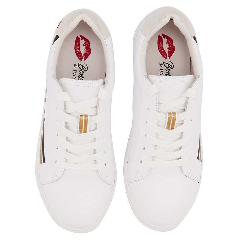 Baskets en cuir Simone retro amour blanc/gold