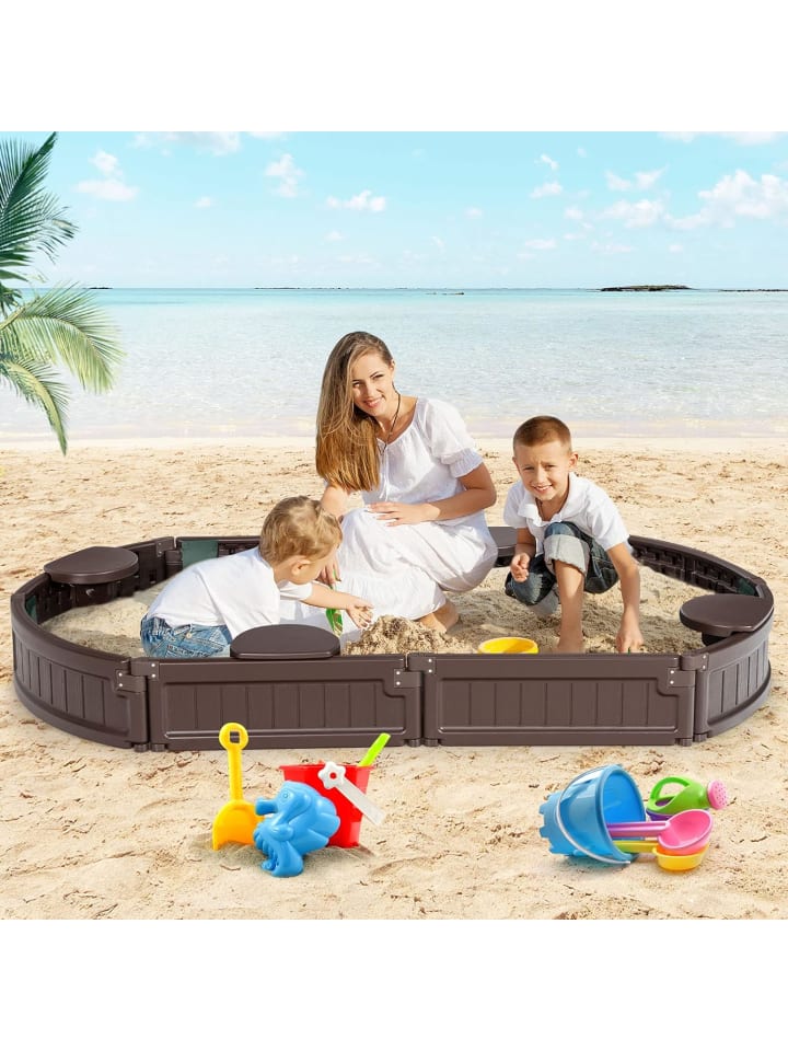 COSTWAY Sandkasten 183x105x21cm in Braun günstig kaufen onesize
