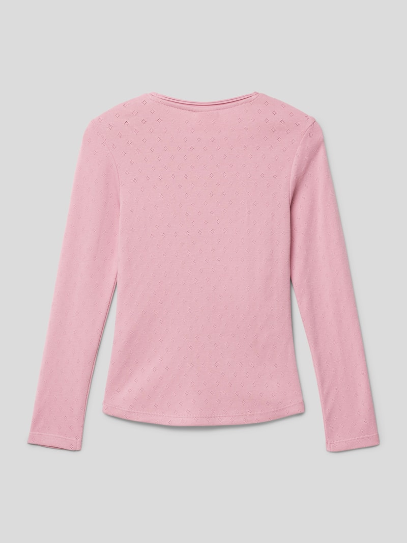 Longsleeve mit Ajour-Muster in hellrosa
