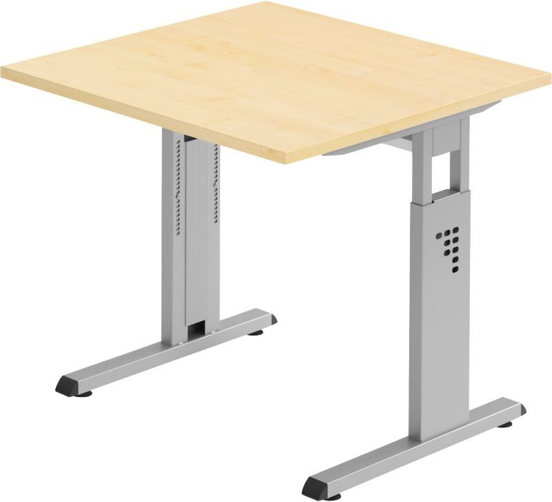 Hammerbacher Matrix Höhenverstellbar Schreibtisch Quadratisch Ahorn Aluminium, Holz, Kunststoff, Spanplatte C-Fuß 800 x 800 x 850 mm