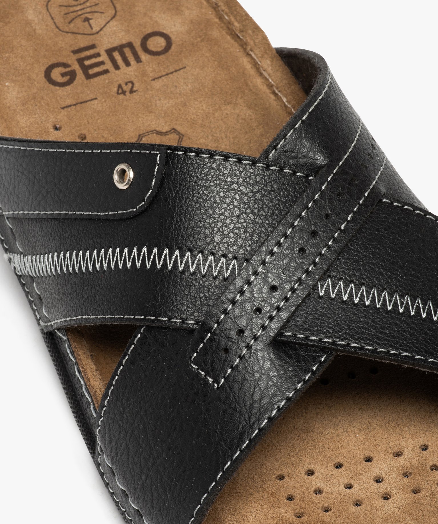 Mules confort à larges brides croisées homme noir | GEMO