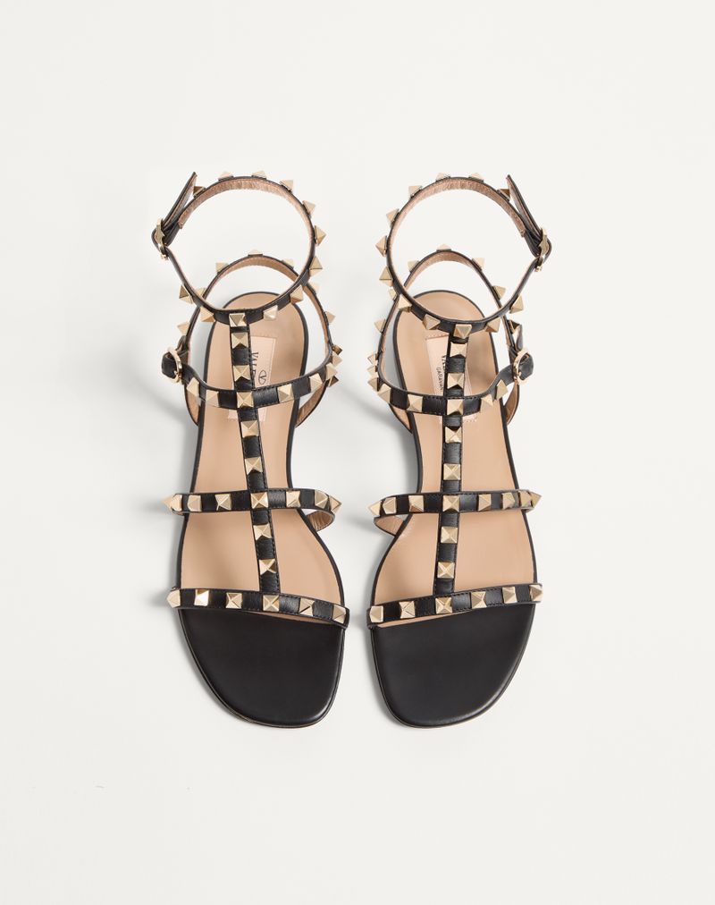 Rockstud lav sandal i kalveskind med stropper
